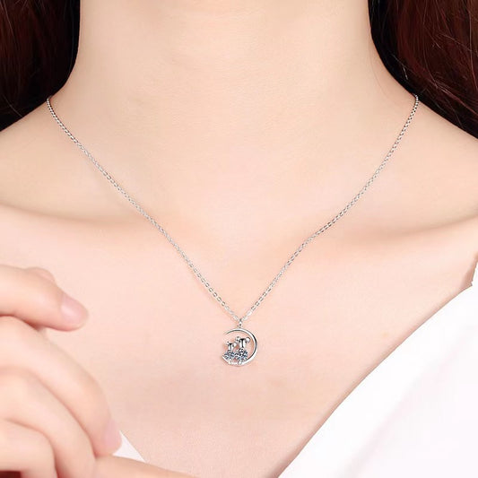 Sterling Silver Mosang Diamond Necklace Pendant