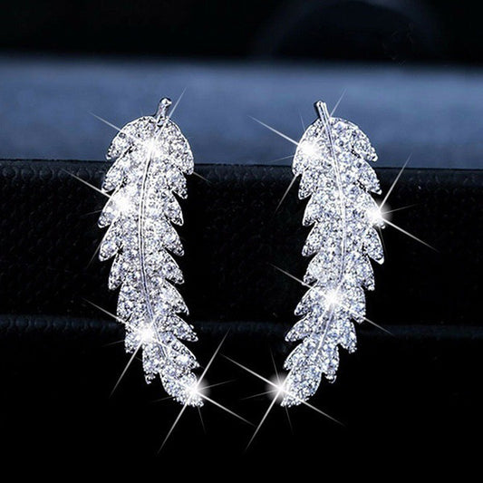 Zircon leaf earrings